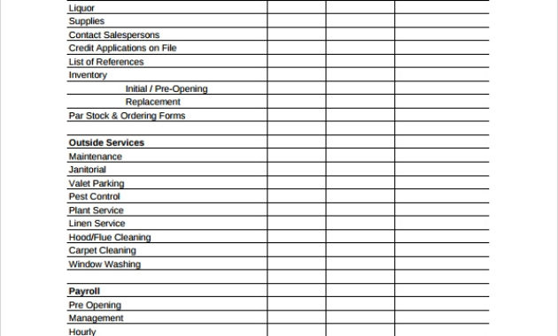 Free 25 Sample Restaurant Checklist Templates In Excel Intended For Restaurant Manager Log Book Template