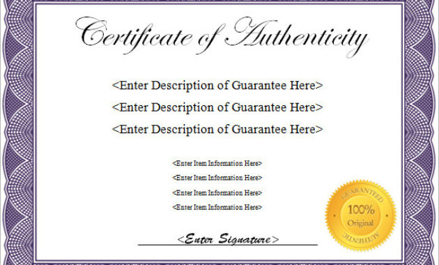 Free 26 Certificate Of Authenticity Samples In Ms Word Inside Certificate Of Authenticity Photography Template