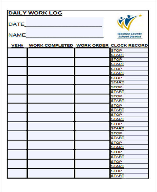 Free 27 Daily Log Samples Templates In Pdf Ms Word Pertaining To Construction Daily Work Log Template