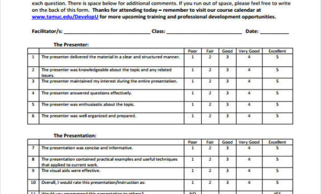 Free 30 Printable Presentation Evaluation Forms In Pdf Throughout Awesome Presentation Evaluation Template