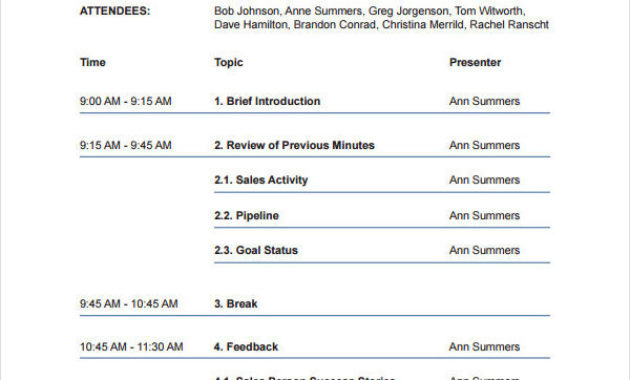 Free 31 Agenda Templates Examples In Pdf Doc Examples Regarding Printable Na Meeting Format Template