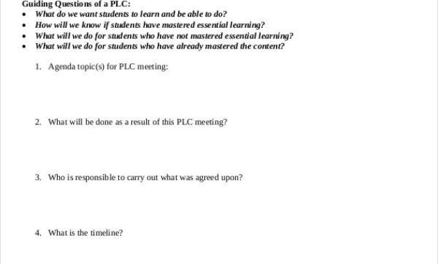 Free 4 Learning Agenda Examples Sample In Pdf Doc With Awesome Plc Agenda Template