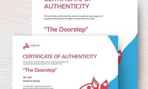 Free 45 Sample Certificate Of Authenticity Templates In Throughout Certificate Of Authenticity Template