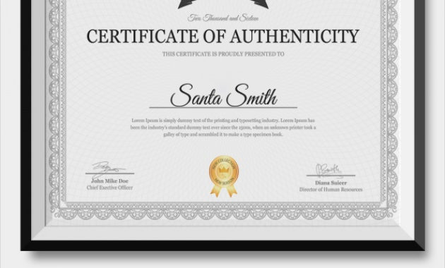 Free 45 Sample Certificate Of Authenticity Templates In With Free Certificate Of Authenticity Template