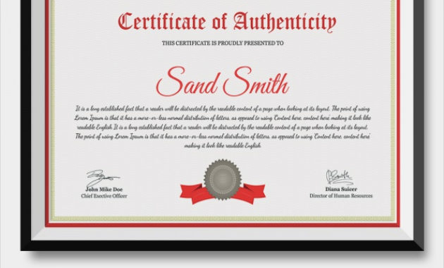 Free 45 Sample Certificate Of Authenticity Templates In With Regard To Certificate Of Authenticity Templates