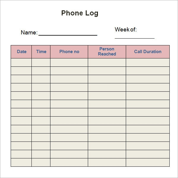 Free 5 Sample Printable Phone Log Templates In Pdf Ms Word Pertaining To Staff Communication Log Template