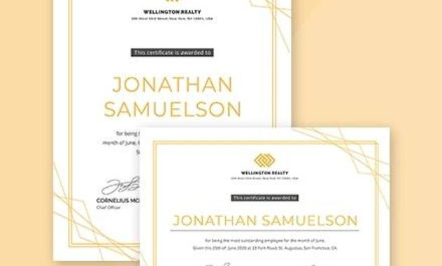 Free 55 Printable Award Certificate Templates In Ai Within Printable Employee Of The Month Certificate Template Word