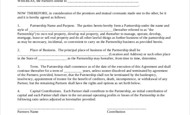 Free 7 Sample Business Partnership Agreement Templates In With Regard To Partner Business Plan Template