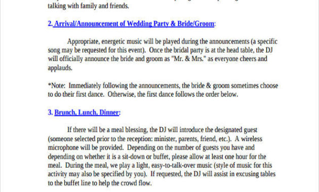 Free 7 Wedding Agenda Examples Samples In Pdf Examples Regarding Awesome Wedding Reception Agenda Template