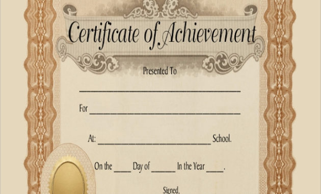 Free 8 Sample Blank Certificate Templates In Pdf Ms Word With Blank Certificate Of Achievement Template
