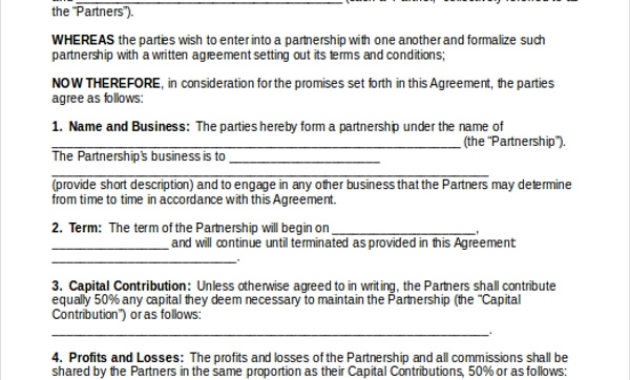 Free 8 Sample Partnership Agreement Forms In Pdf Ms Word For Free Business Partnership Agreement Template Uk