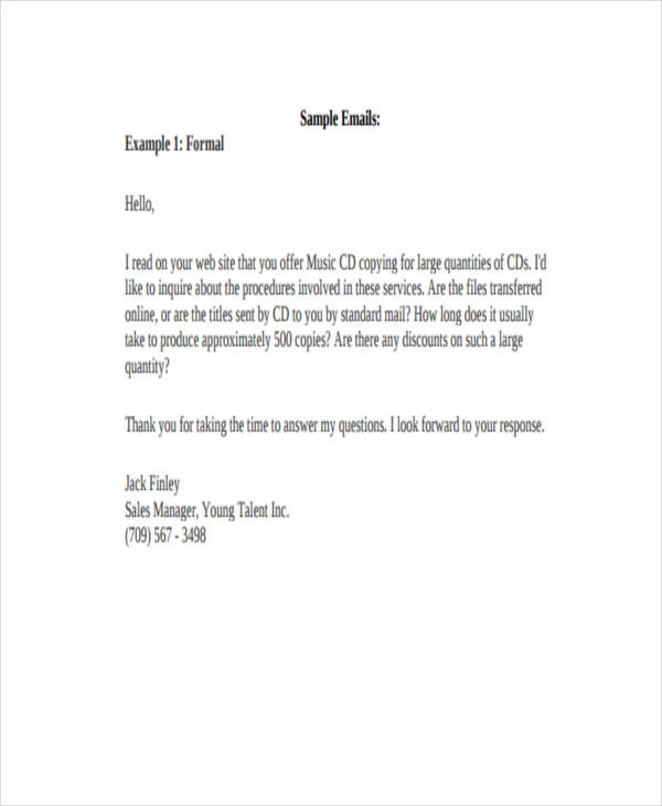 Free 9 Business Email Examples Samples In Pdf Doc Pertaining To Business Email Template Pdf