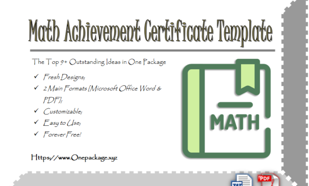 Free 9 Outstanding Math Achievement Certificate Template With Regard To Math Certificate Template