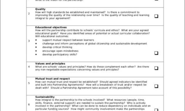 Free 9 Partnership Agreement Checklist Samples Throughout Free Business Partnership Agreement Template Uk