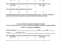 Free 9 Sample Presentation Evaluation Forms In Ms Word Pdf Inside Amazing Presentation Evaluation Form Templates