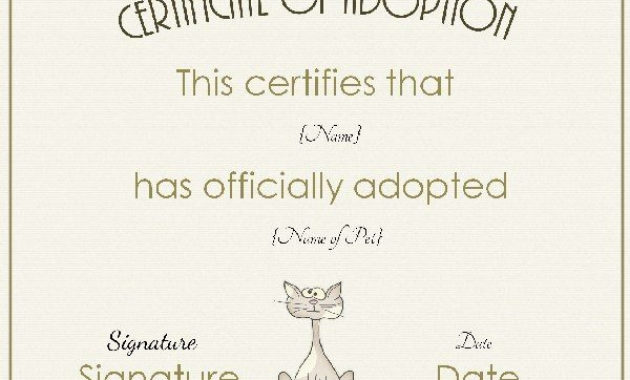 Free Adoption Certificate Template Customize Online For Best Kitten Birth Certificate Template