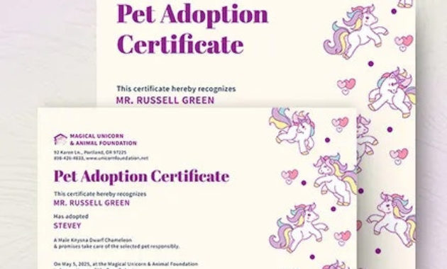 Free Adoption Certificate Template Word Psd Indesign With Printable Pet Adoption Certificate Template Free 23 Designs