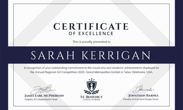 Free Art Achievement Certificate Template In Adobe In Free Printable Certificate Of Achievement Template