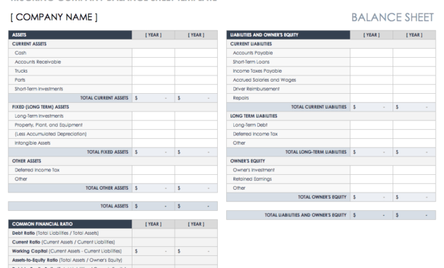 Free Balance Sheet Templates Smartsheet Within Business Plan Balance Sheet Template