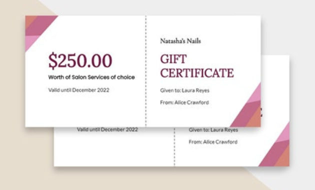 Free Birthday Gift Certificate Template Word Doc Psd In Free Printable Manicure Gift Certificate Template