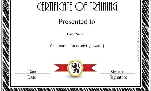 Free Certificate Of Training Template Customizable With Regard To Workshop Certificate Template