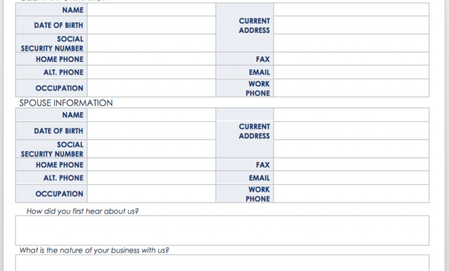 Free Client Information Forms Templates Smartsheet Intended For Business Information Form Template