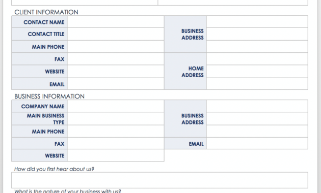 Free Client Information Forms Templates Smartsheet With Regard To Free Document Templates For Business