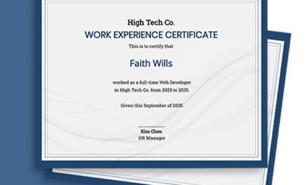 Free Company Experience Certificate Template Word Psd Regarding Certificate Of Experience Template