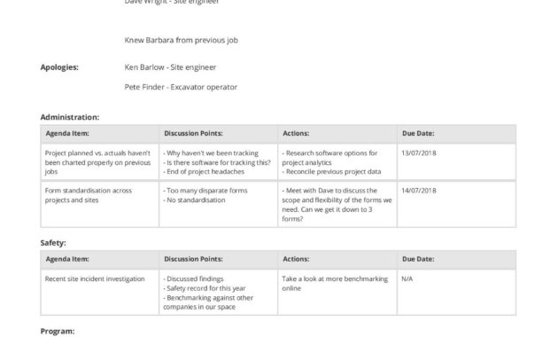 Free Construction Meeting Minutes Template Better Than Inside Minutes Of The Meeting Template