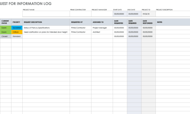 Free Construction Project Management Templates In Excel Pertaining To Change Management Log Template