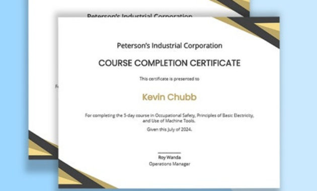 Free Course Completion Certificate Templates Pdf Word For Printable Certificate Template For Pages
