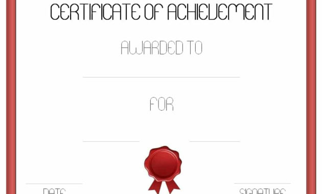 Free Customizable Certificate Of Achievement Pertaining To Quality Free Printable Certificate Of Achievement Template