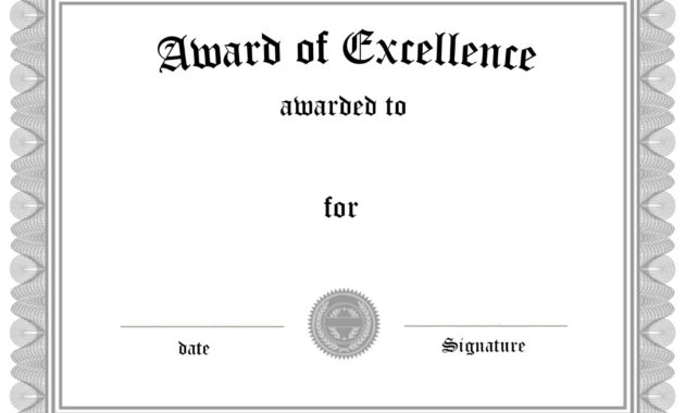 Free Customizable Certificate Of Achievement Throughout Quality Award Of Excellence Certificate Template
