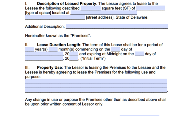 Free Delaware Commercial Lease Agreement Template Pdf Word Throughout Business Lease Agreement Template