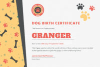Free Dog Birth Certificate Template In Adobe Photoshop With Regard To Pet Birth Certificate Template