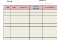Free Download Microsoft Templates Telephone Log Programs For Call Back Log Template