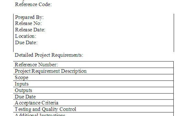 Free Downloadable Project Requirements Specifications In Business Requirement Specification Document Template