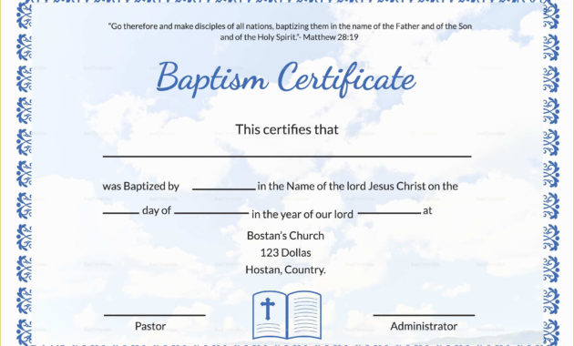 Free Editable Baptism Certificate Template Of Free For Baby Christening Certificate Template