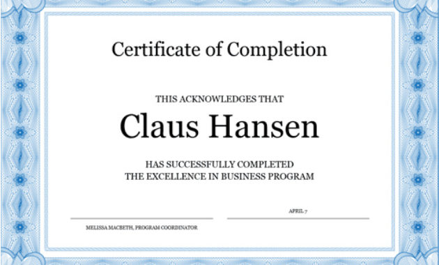 Free Editable Certificate Of Completion Templates Jurjur Throughout Certificate Of Completion Template Word