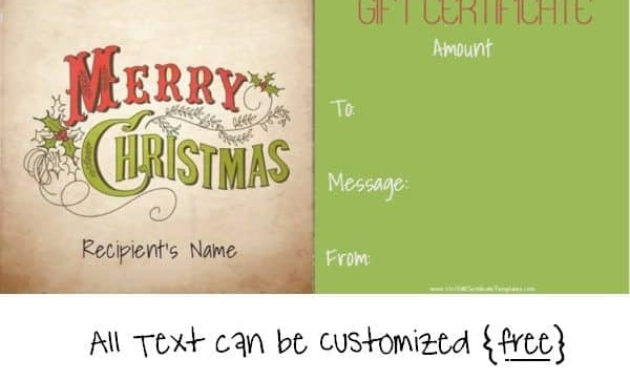 Free Editable Christmas Gift Certificate Template 23 Designs Pertaining To Homemade Christmas Gift Certificates Templates