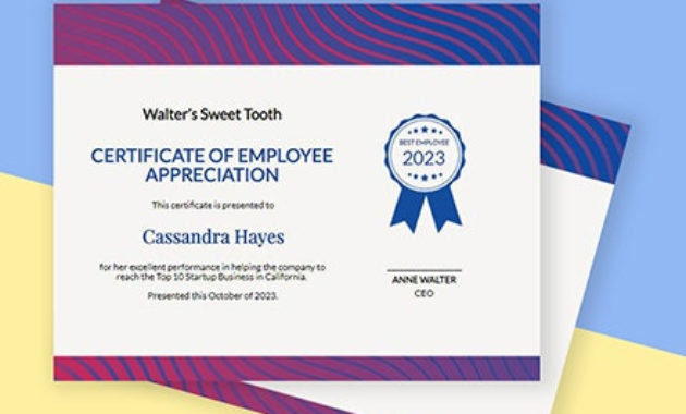 Free Employee Appreciation Certificate Templates Word Throughout Free Employee Anniversary Certificate Template