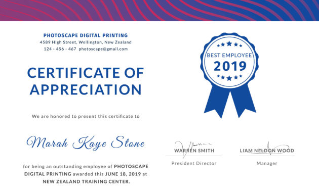 Free Employee Certificate Of Appreciation Template In Inside Free Employee Appreciation Certificate Template