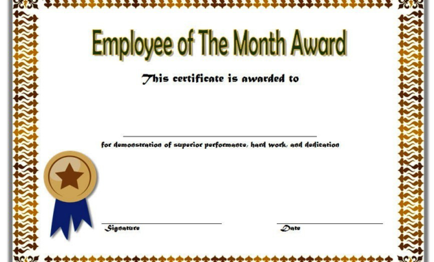 Free Employee Of The Month Award Certificate Template 1 Regarding Best Employee Of The Month Certificate Template