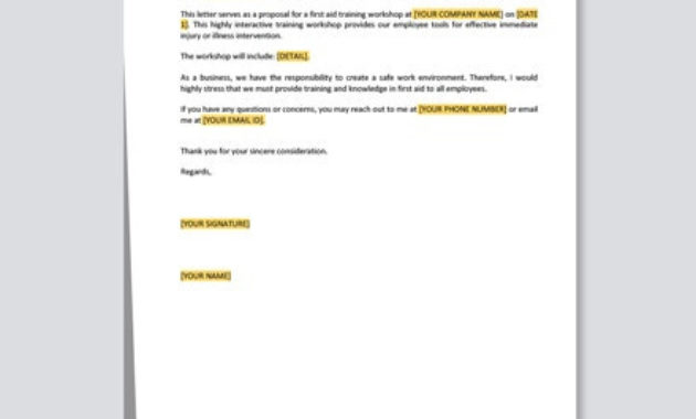 Free First Aid Training Proposal Letter Template Word In First Aid Certificate Template Free