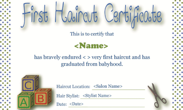 Free First Haircut Certificate Pdf 2804Kb 1 Pages For First Haircut Certificate