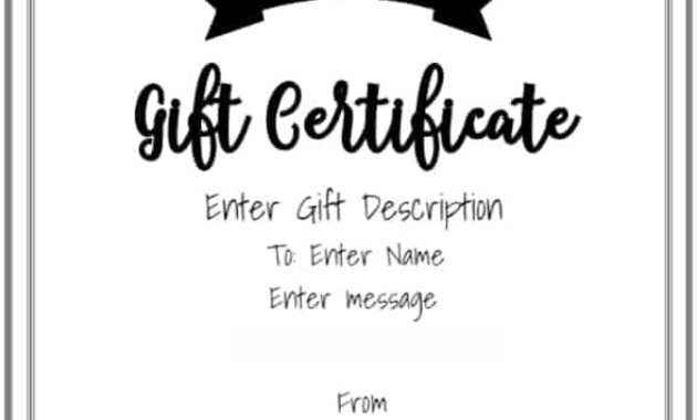 Free Gift Certificate Template 50 Designs Customize For Black And White Gift Certificate Template Free