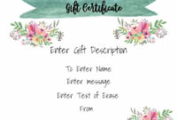 Free Gift Certificate Template 50 Designs Customize With Regard To Best Free Editable Wedding Gift Certificate Template