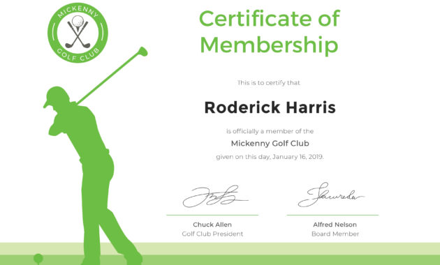 Free Golf Club Membership Certificate Template In Adobe Intended For Amazing Editable Running Certificate