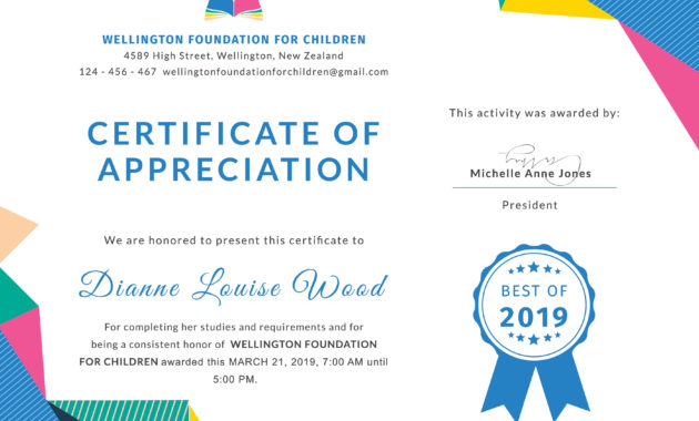 Free Graduation Appreciation Certificate Template In Adobe With Regard To Free Template For Recognition Certificate