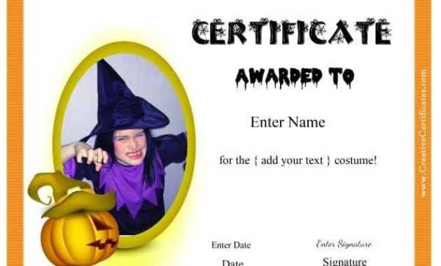 Free Halloween Costume Awards Customize Online Instant Inside Halloween Costume Certificates 7 Ideas Free